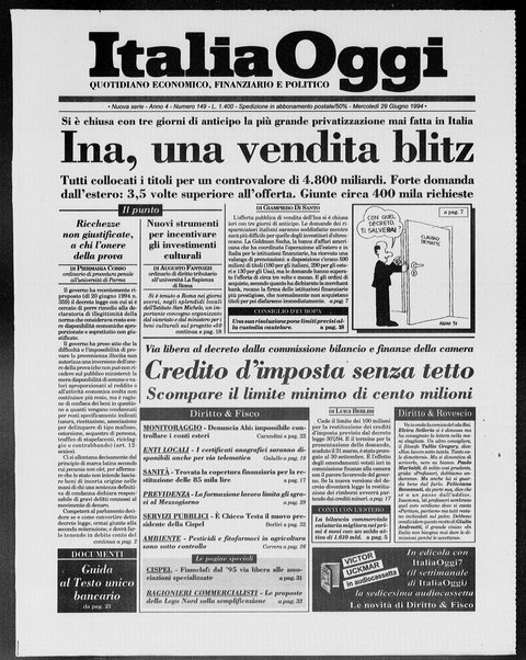 Italia oggi : quotidiano di economia finanza e politica